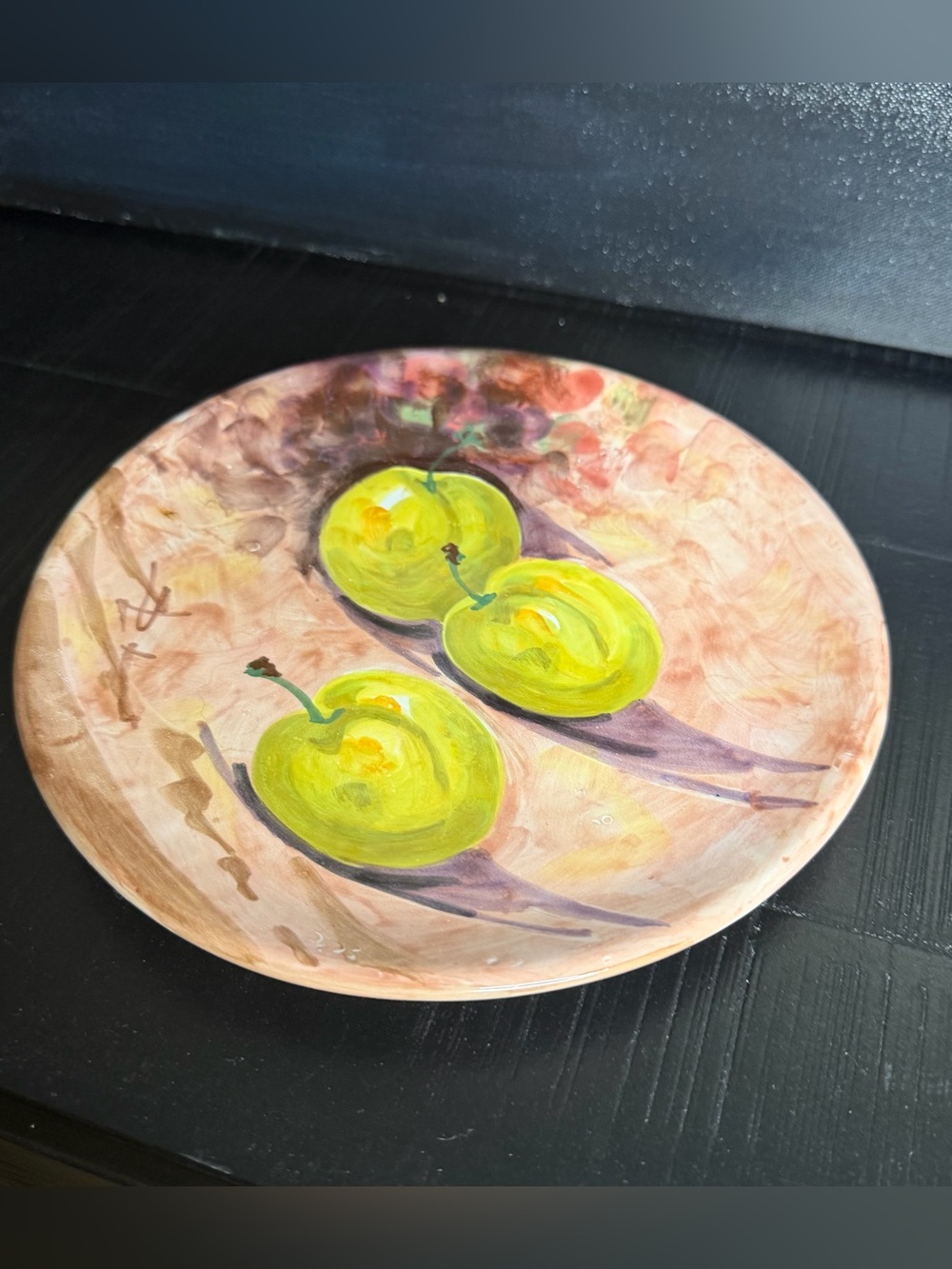 VTG peasant village italian pottery Hand-Painted Fruit Decorative Plate - pears